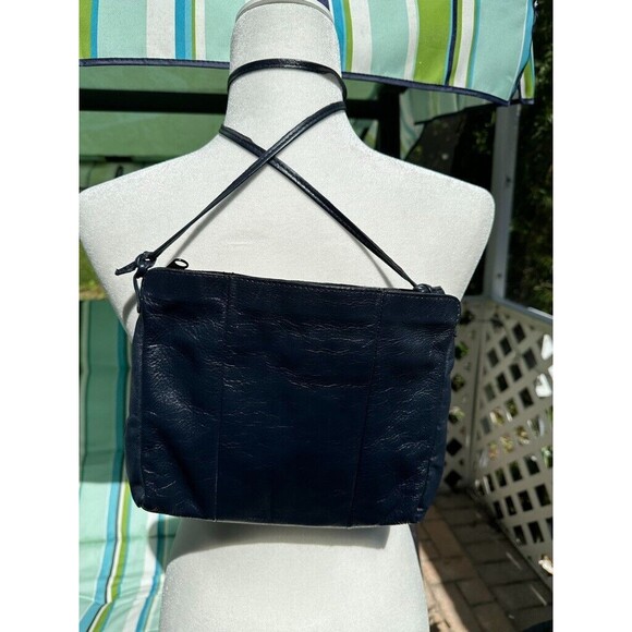 Vintage B Young Blue Leather Crossbody Handbag Pockets Lined Pocketbook Clutch - Picture 7 of 9